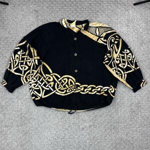 Vintage Ann Maurice Jacket Womens Medium Black Artsy Boho 90s Lagenlook
